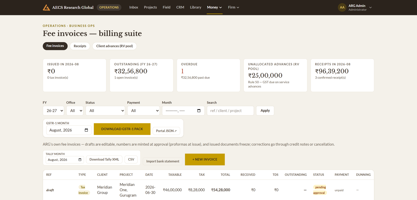 Module 10 · GST invoicing & expenses — a screen from the ArgAssure application
