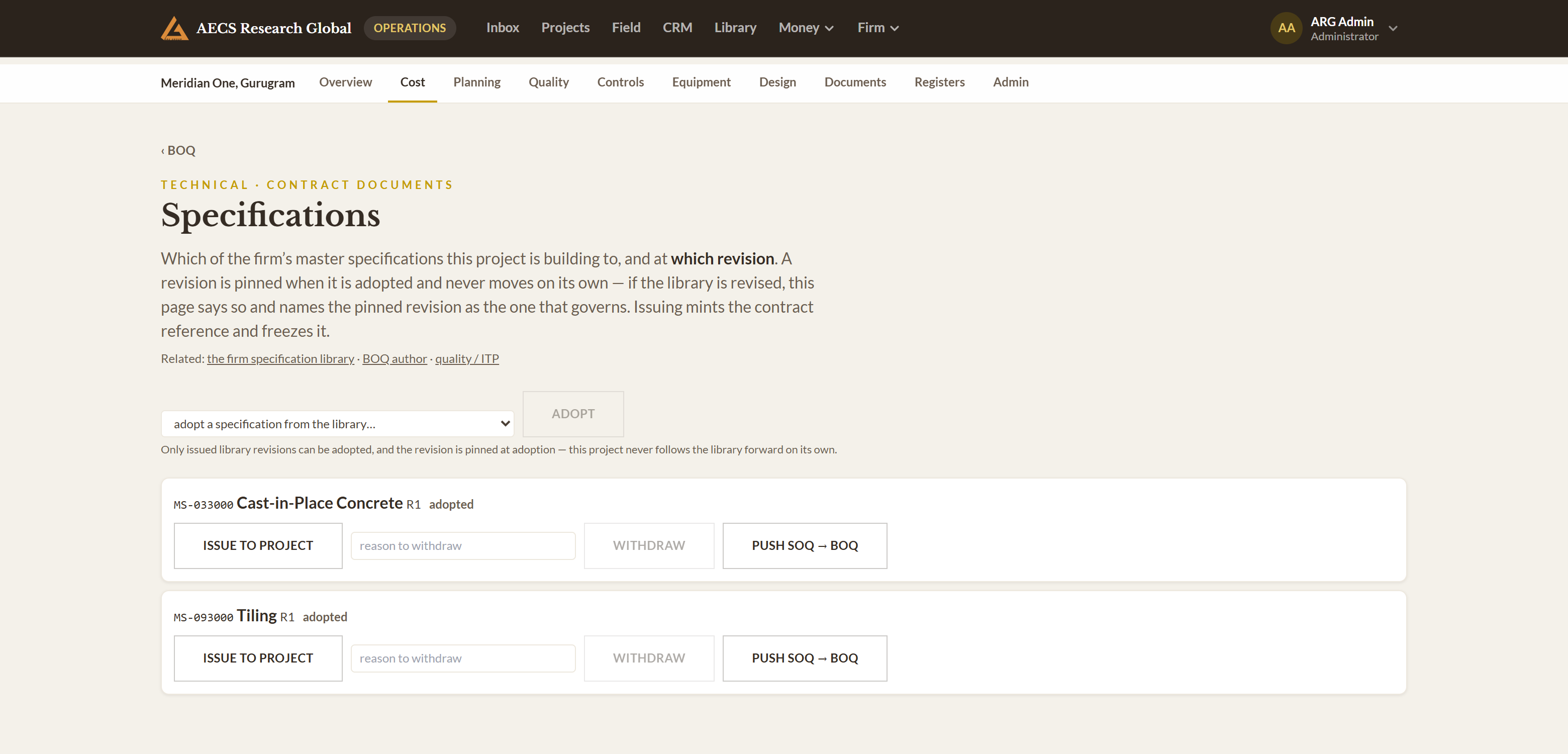 Module 03 · Technical specification — a screen from the ArgAssure application